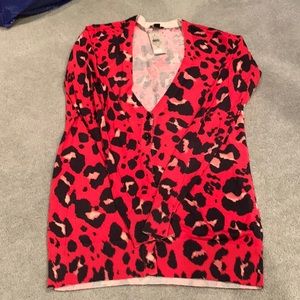 Ann Taylor cow print button cardigan